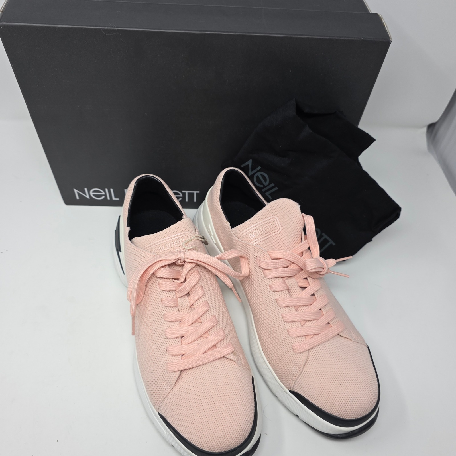 Neil Barrett Bolt Lace-Up Sneaker Men Eu 44 Us 11 Pink Knit Thunderbolt Logo Nib